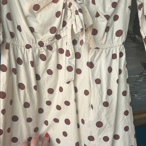 Polka Dot Tie Front Midi Dress – Cottagecore / French Girl - Picture 9 of 10